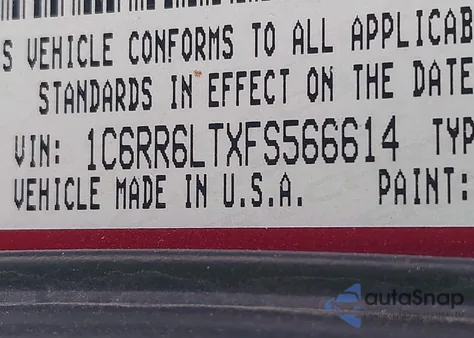 2015 Ram 1500 Lone Star z USA, uszkodzony, nr VIN 1C6RR6LTXFS566614